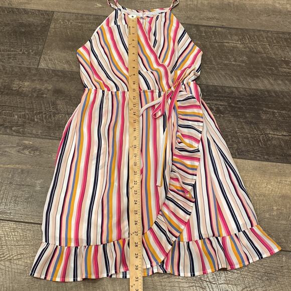 Mi Ami Women's Faux Wrap Striped Dress Multicolor Size M - Picture 5 of 9